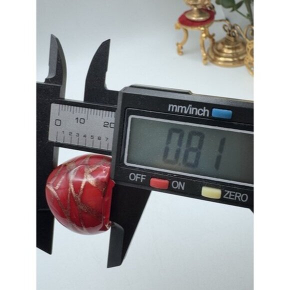 Copper-Red Glitter Metallic Lamp Work Glass Ring Domed Murano-Style Size 7.5 - Picture 4 of 10